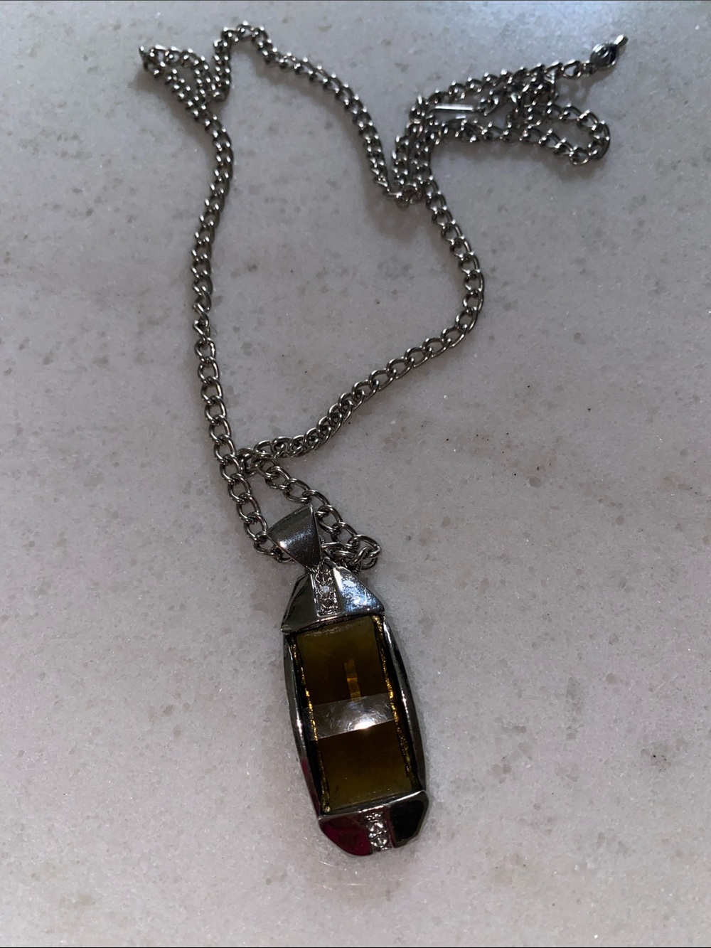 Sarah Coventry Sterling-Tone Silver Pendant Necklace with Amber Pendant